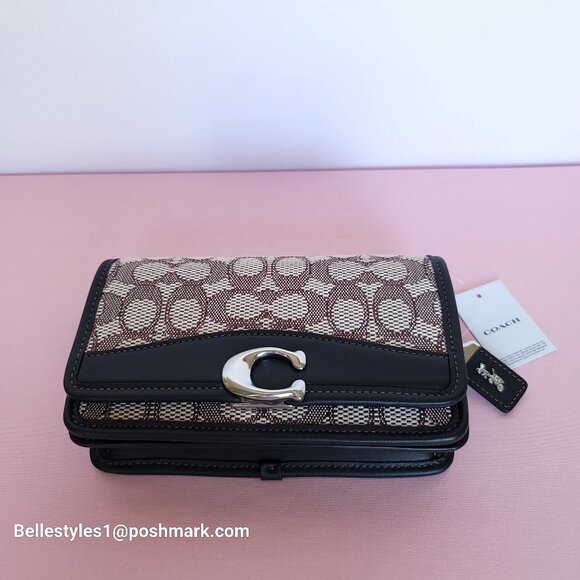 COACH Bandit Signature Jacquard & Glovetanned Leather BELT Bag-Cocoa Black⭐ - Picture 8 of 16
